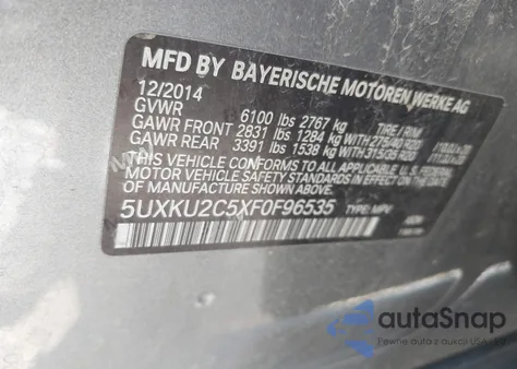 2015 BMW X6 xDrive35I from USA, damaged, VIN 5UXKU2C5XF0F96535
